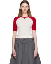 ShuShu/Tong - Color-Block Raw-Edge Short-Sleeve Knit Top - Lyst