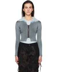 ANDERSSON BELL - ブルー レースアップ ニットカーディガン - Lyst
