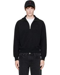 Ami Paris - Pull Molletonné Noir À Logo Ami De Cœur Ton Sur Ton - Lyst