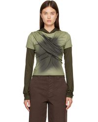ANDERSSON BELL - Ensemble De Pull À Capuche Et T-Shirt Kaki En Jersey À Fronces - Lyst