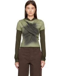 ANDERSSON BELL - Khaki Gathered Jersey Hoodie & T-Shirt Set - Lyst