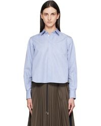Sacai - Khaki Cotton Poplin X Nylon Twill Shirt - Lyst