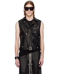 Rick Owens - Veste Stooges Noire En Cuir À Poche Bauhaus - Lyst