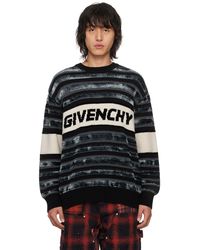 Givenchy - Pull noir à logo et rayures en tricot jacquard - Lyst