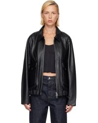 Citizens of Humanity - Zip Front Leather Bomber Jacket - Lyst