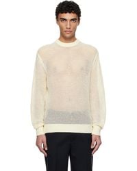 vowels - Off- Cotton Mesh Knitted Sweater - Lyst