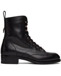 Gucci Leather Lace-up Boots - Black