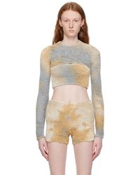 Off-White c/o Virgil Abloh - Beige & Navy Double Long Sleeve T-shirt - Lyst