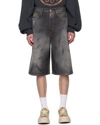 Acne Studios - ブラック ルーズフィット デニムショートパンツ - Lyst