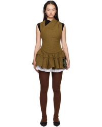 SHUSHU/TONG ブラウン リボン タック ミニワンピース Shushu/Tongのブラウン リボン タック ミニワンピースがセール中