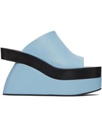 Dries Van Noten - Blue Wedge Heeled Sandals - Lyst