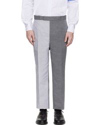 Thom Browne - グレー University ストライプ リネン コットン トラウザーズ - Lyst