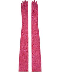Dries Van Noten - Red & Pink Printed Mesh Gloves - Lyst