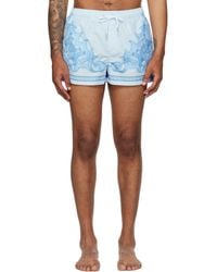 Versace - Maillot De Bain Bleu À Motif Barocco Medusa - Lyst