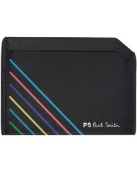 PS by Paul Smith - Porte-cartes noir en cuir à rayures sports - Lyst