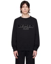 Balmain - Cotton Crew Neck Sweatshirt With Printed Logo On The Chest - Lyst