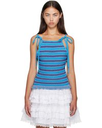 Ganni - Striped Pointelle Top - Lyst