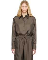 Rohe - Taupe Signature Elongated Silk Shirt - Lyst