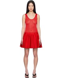 Alaïa - レッド ニット ゴデット ミニドレス - Lyst