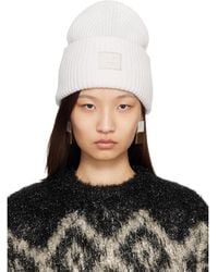 Acne Studios - Off- Large Face Logo Beanie - Lyst