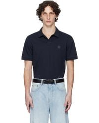 BOSS - Polo Ajusté Bleu Marine En Piqué Extensible De Coton À Écusson À Logo - Lyst