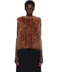 Yves Salomon - Tan Cropped Feather Gilet Vest - Lyst
