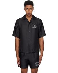 【AMIRI】MA アウトラインポケット ボウリング シャツ 黒 半袖 メンズ Amiri ブラック Ma Outline ボウリングシャツ ブラック
