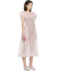 simone rocha sheer sculpted dress with rose details Rose Puff Sleeve Hip Dress Simone Rocha