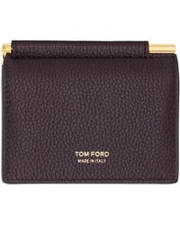 Tom Ford - Burgundy Soft Grain Leather Folding Money Clip Card Holder - Lyst