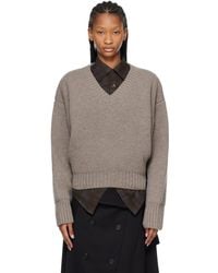 Rohe - Taupe Sculptural Compact V-Neck Sweater - Lyst
