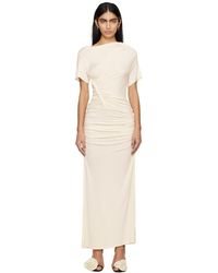 Atlein - Off- Ruched Midi Dress - Lyst