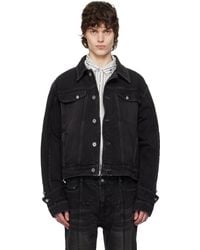 C2H4 - Blouson Asteroid Noir En Denim À Bords Bruts - Lyst
