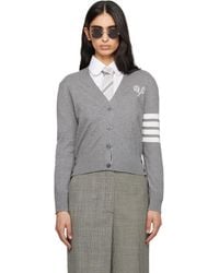 Thom Browne - Tennis Racquets 4-Bar Cotton V-Neck Cardigan - Lyst