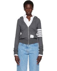 Thom Browne - Classic Loopback 4-Bar Zip Hoodie - Lyst