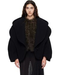Balmain - Oversized Wool Hood Pea Coat - Lyst