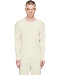 Homme Plissé Issey Miyake - Homme Plissé Issey Miyake White Color Pleats Long Sleeve T-shirt - Lyst