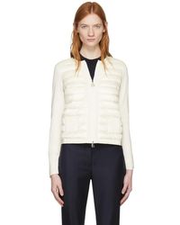 Moncler Blouson a glissiere en duvet blanc