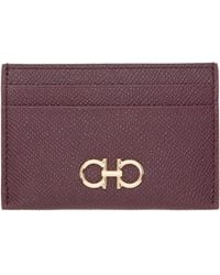 Ferragamo - Burgundy Gancini Credit Card Holder - Lyst