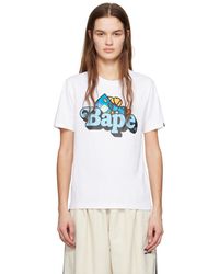 A Bathing Ape - T-shirt blanc à baby milo à requin emblématique - Lyst