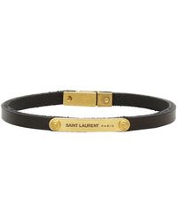 Saint Laurent Black And Gold Narrow Id Bracelet