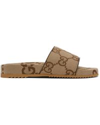 Gucci GG Canvas Slide Sandals in White for Men | Lyst