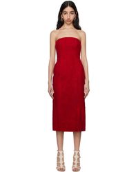 McQueen - Strapless Suede Midi Dress - Lyst