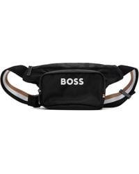 BOSS - Sac-Ceinture Structuré Noir À Logo Contrastant - Lyst