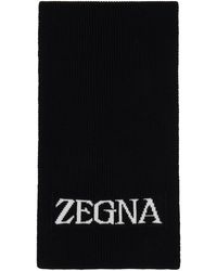 Zegna - Black Logo Scarf - Lyst