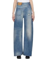 MM6 by Maison Martin Margiela - ブルー ツイスト ワイドレッグジーンズ - Lyst