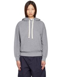 Jil Sander - Pull À Capuche Gris En Jersey Bouclette De Coton - Lyst