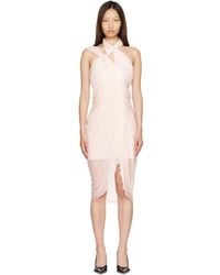 Balmain - Cross Neck Fluid Jersey Draped Midi Dress - Lyst
