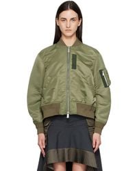 Sacai - Khaki Nylon Twill Blouson Bomber Jacket - Lyst
