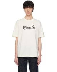 Moncler - Off- Embroidered Varsity Logo Cotton T-Shirt - Lyst