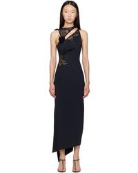 Coperni - Robe Midi Noire À Appliqués Floraux Et À Panneaux En Dentelle - Lyst